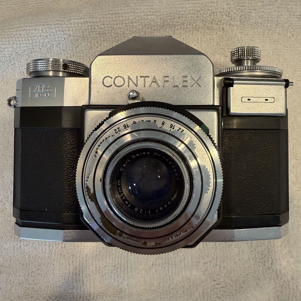 Zeiss Ikon Contaflex 35mm Film Camera Tessar 45mm F/2.8 Germany w/ Case UNTESTED